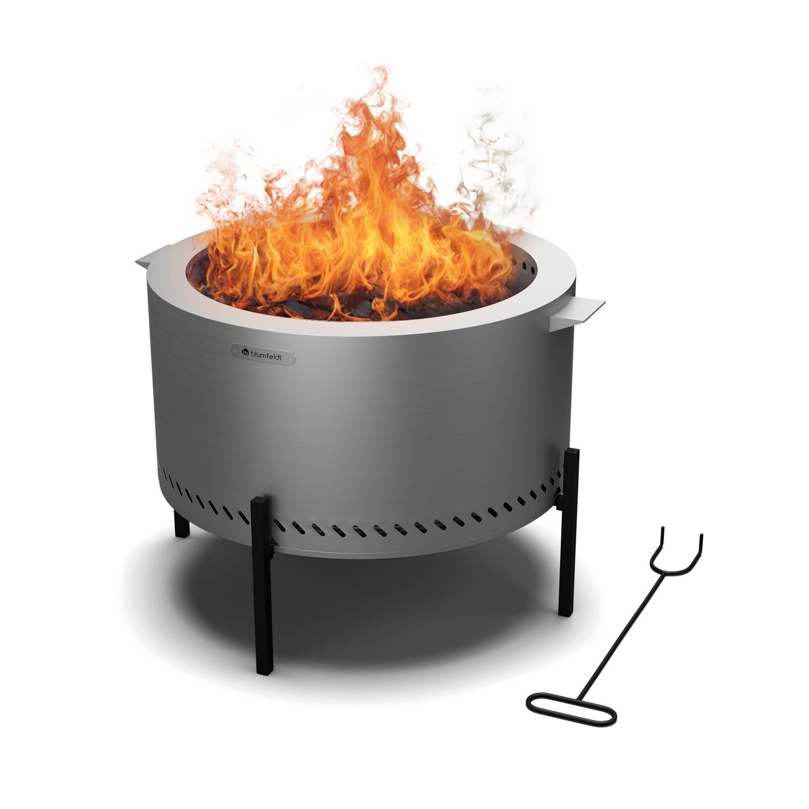 Blumfeldt Ohniště Ignite Pure | nízká kouřivost | grilovací rošt | nerezová ocel | přenosné | kryt proti dešti | držadla pro přenášení