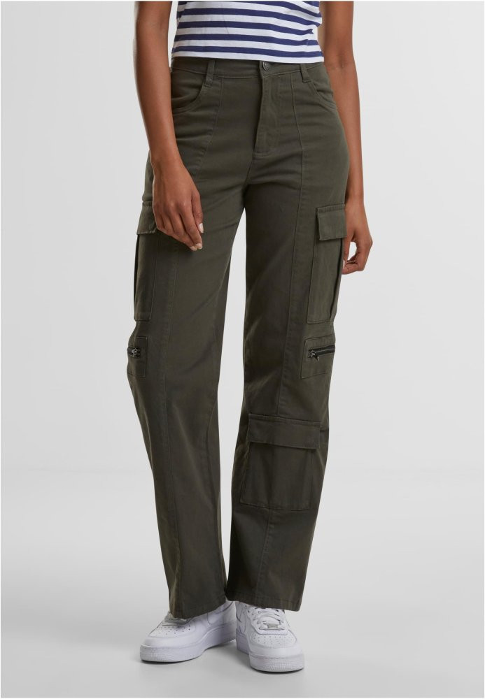 Ladies Loose Utility Stretch Twill Pants - blackolive 26