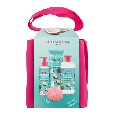 Dermacol Aroma Moment Brazilian Coconut : sprchový gel Brazilian Coconut 250 ml + pěna do koupele Brazilian Coconut 500 ml + tekuté mýdlo Brazilian Coconut 250 ml + mycí houba + taška unisex