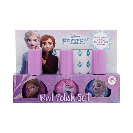 Lip Smacker Disney Frozen Nail Polish Set odstín fialová : lak na nehty 3 x 4 ml + samolepky na nehty