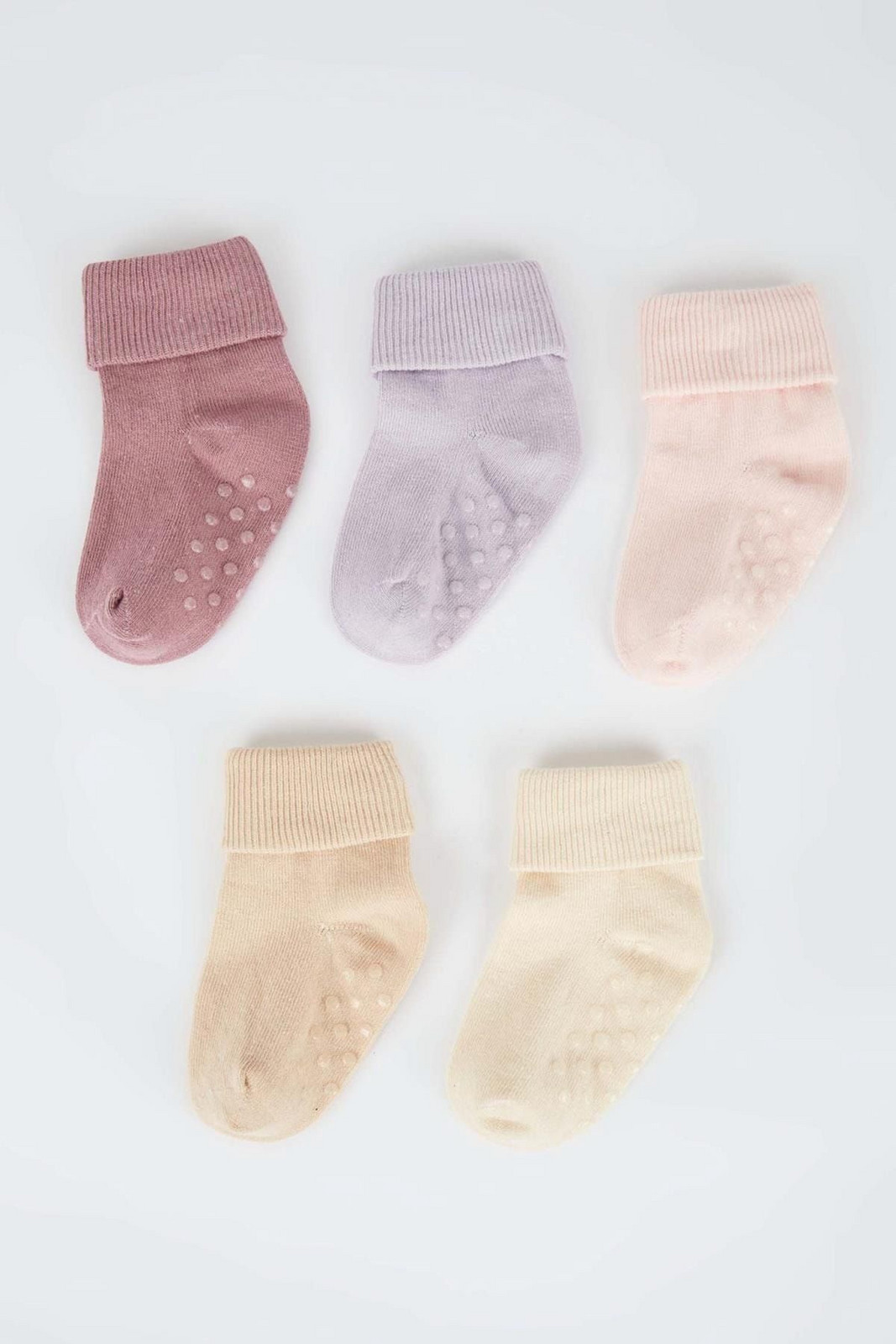 DEFACTO Baby Girl Cotton Anti-Slip Soles 5-Piece Long Socks