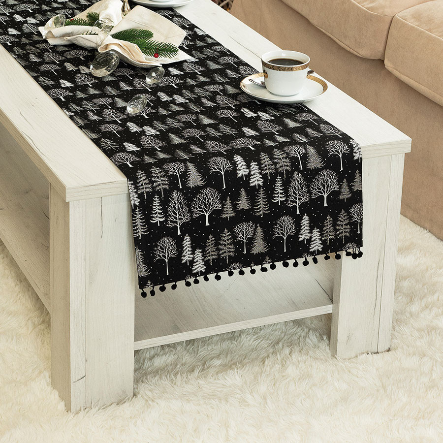 Vánoční ubrus - běhoun na stůl MAGIA II. černá 40x140 cm Mybesthome