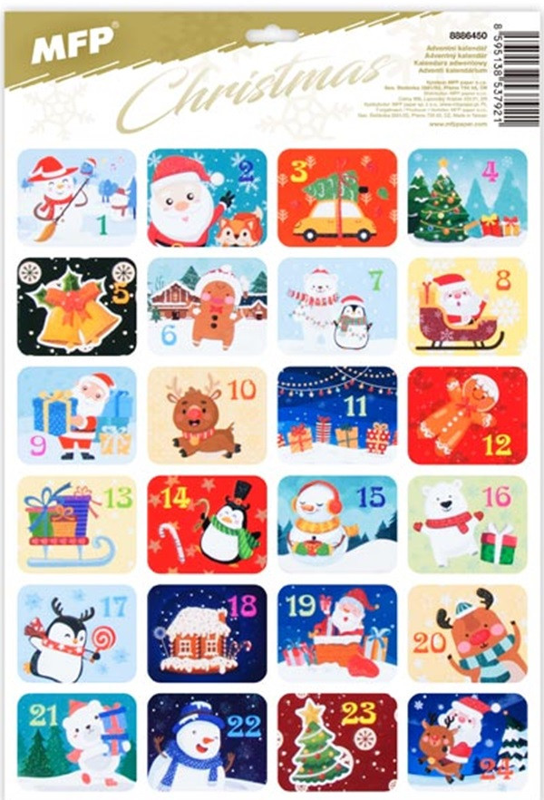 MFP MFP, 8886450, samolepky na výrobu adventního kalendáře Motiv: Číslo 1