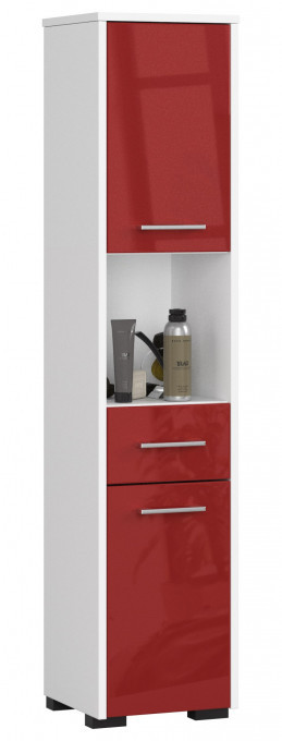 Koupelnová skříňka FIN 2D 1SZ 1W červená, lesk