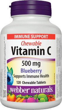 WEBBER NATURALS Vitamín C 500 mg čučoriedka, cmúľacie 120 tabliet