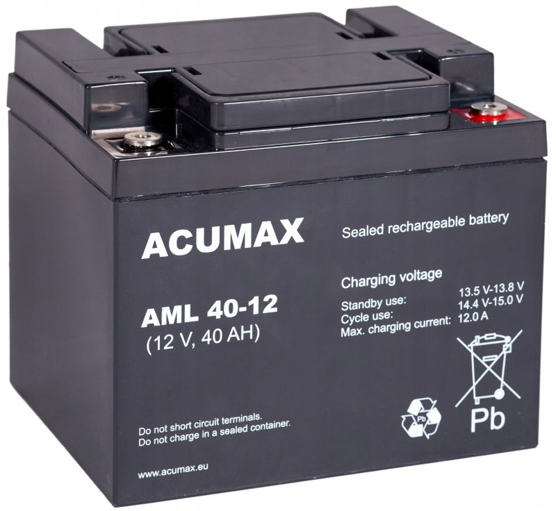 Akumulátor Agm Acumax Aml 12V 40Ah Alarm Ups Požární Ústředna Napájení