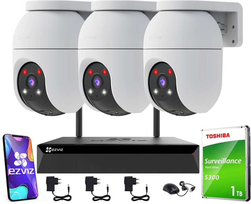 WiFi monitorovací set pro rozšíření 3 Kamery 5Mpx 360° Vypalovačka 8CH 1TB