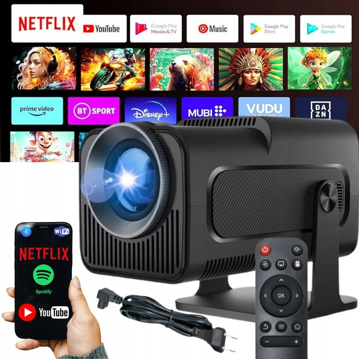 Projektor 4K Android Led Wifi Mini Přenosný Full Hd HY320 H713