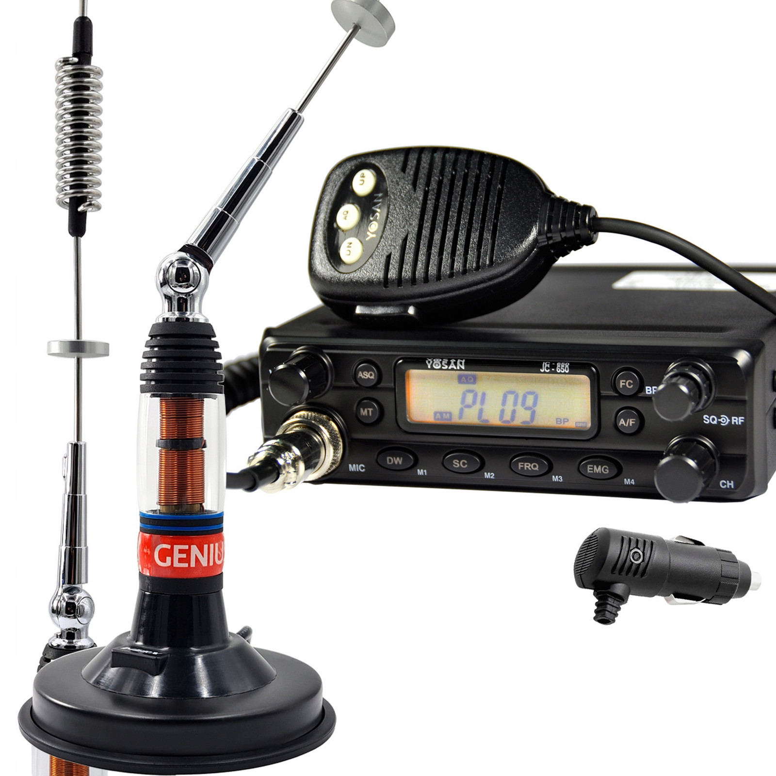 Cb set Rádio Yosan Jc 650 Am Fm Asq anténa 80cm magnetická základna 12cm