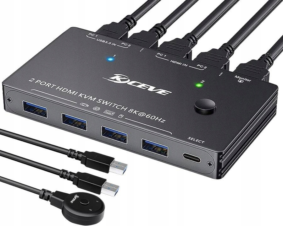 2-portový Kvm switch Hdmi USB3.0 8K60 Hz nebo 4K120 Hz L374