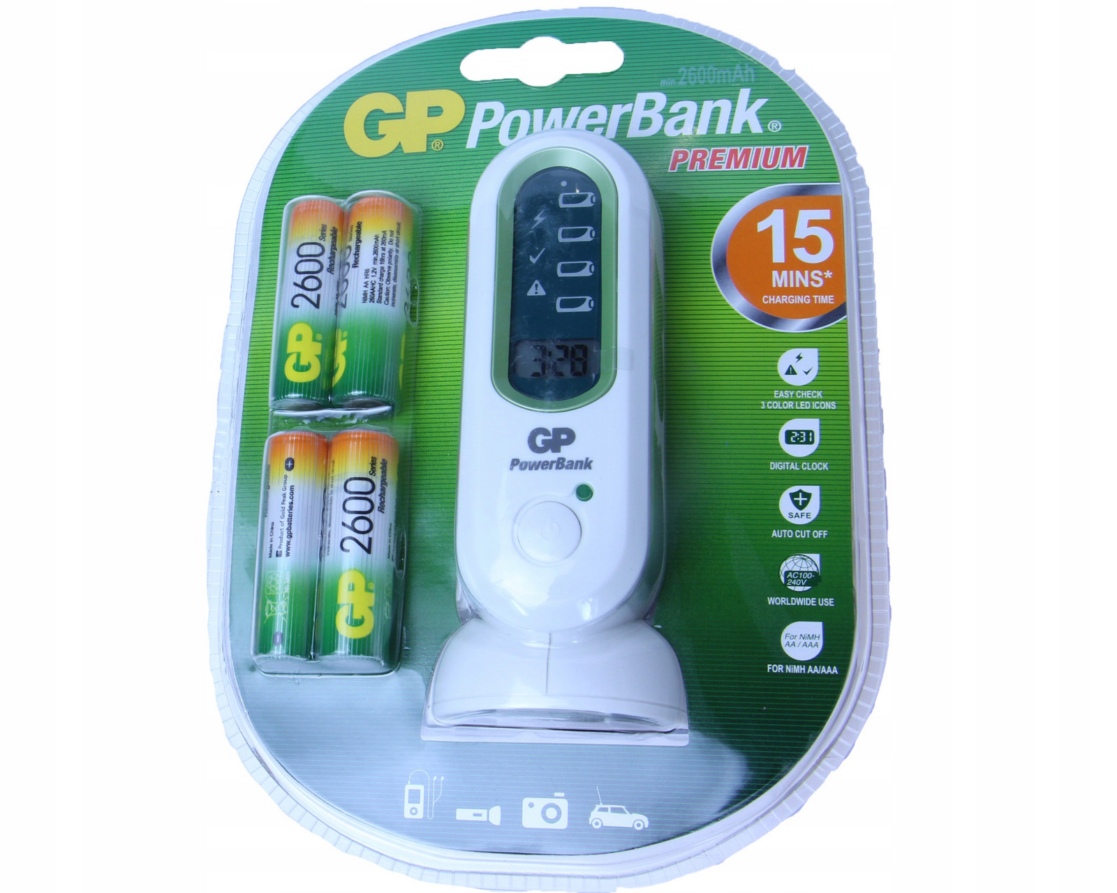 15 minutová nabíječka Gp PowerBank PB80 4 x Aa 2600mAh