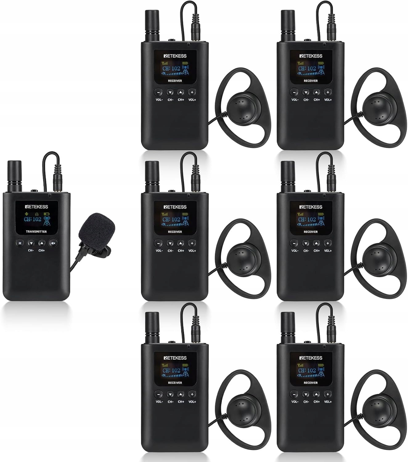 Retekess TT125 Systém Průvodce, Tour Guide Kit, 150m, 2.4G, 3000mAh