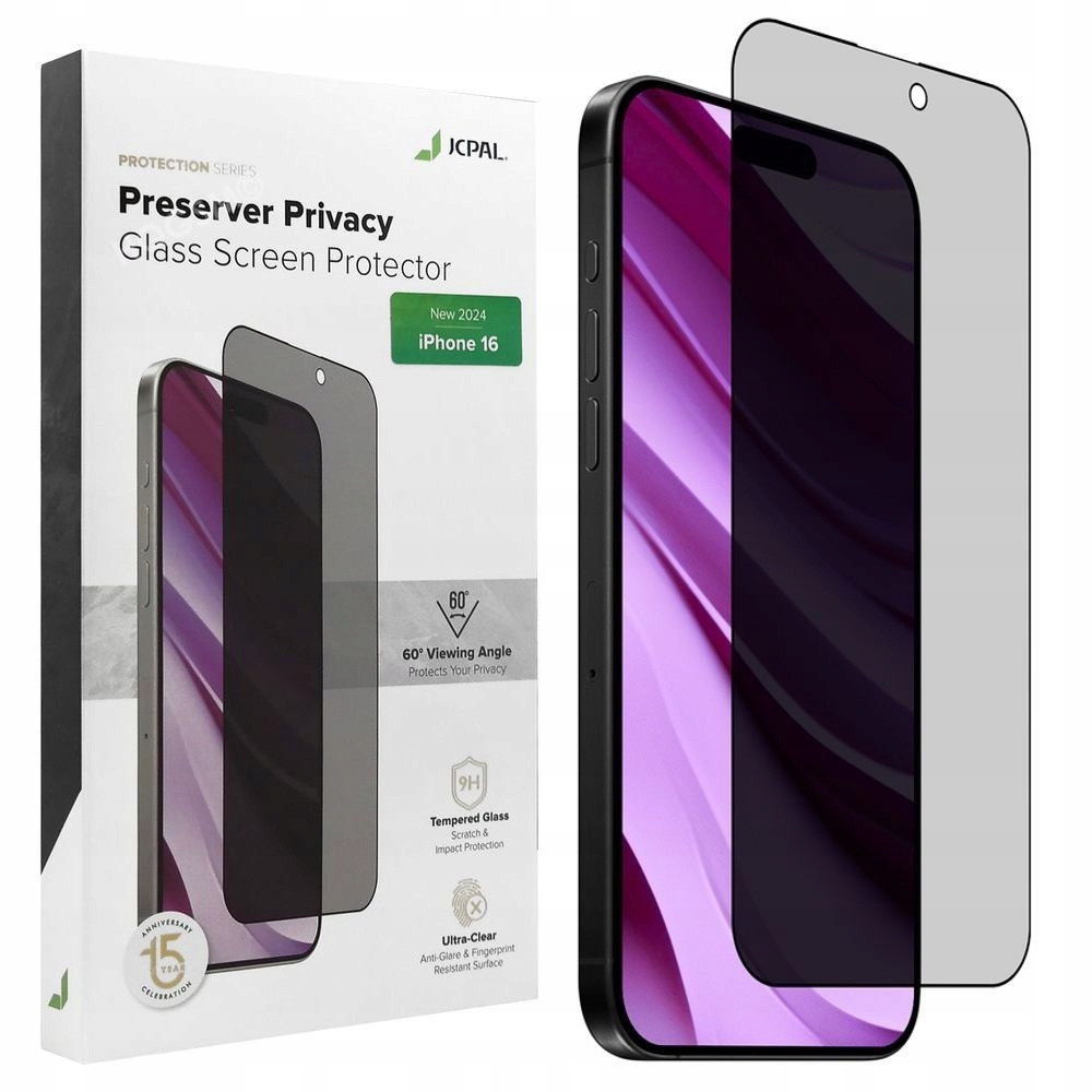 Sklo S Privátním Filtrem Černé Jcpal Preserver Privacy Glass pro Apple iPhone 16