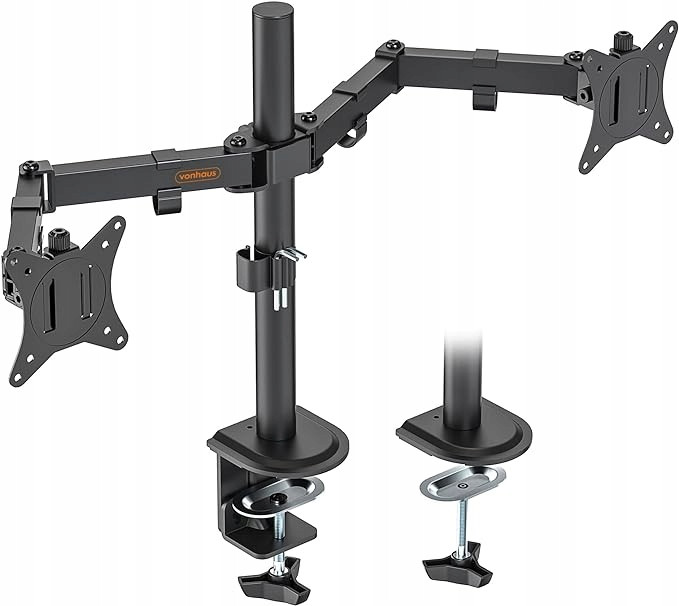 Stojan držák monitorů otočný dvojitý se svorkou 13-32 palců kovový