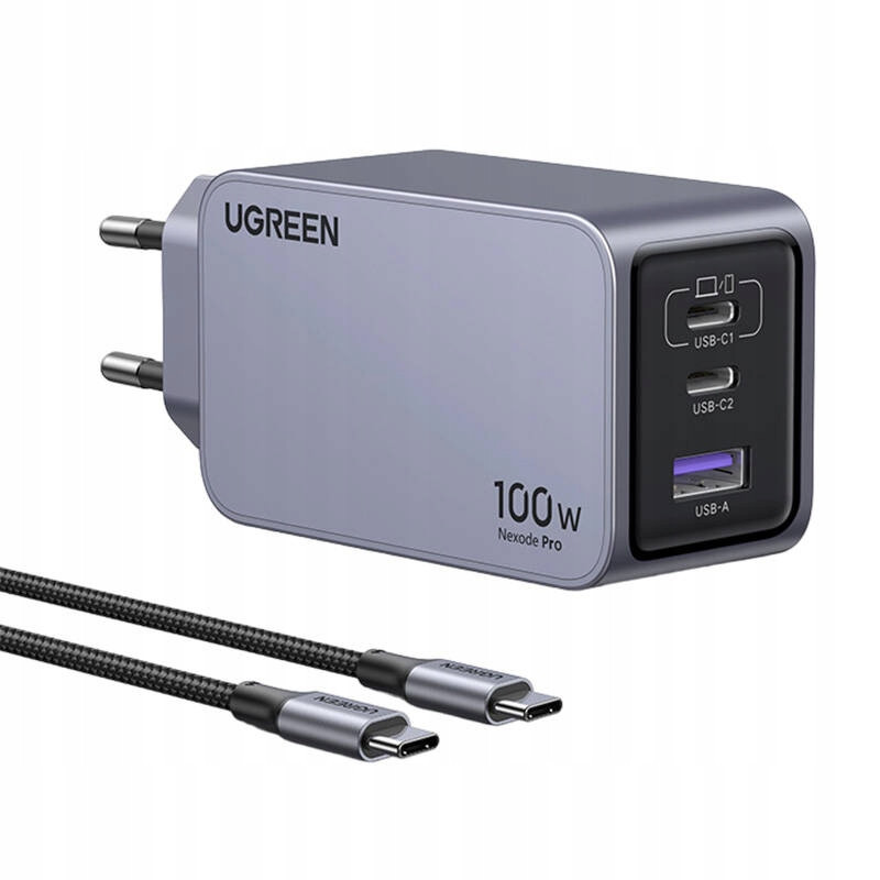 Ugreen Rychlá Síťová Nabíječka Usb 2X Usb Typ C 100W Rychlé Nabíjení