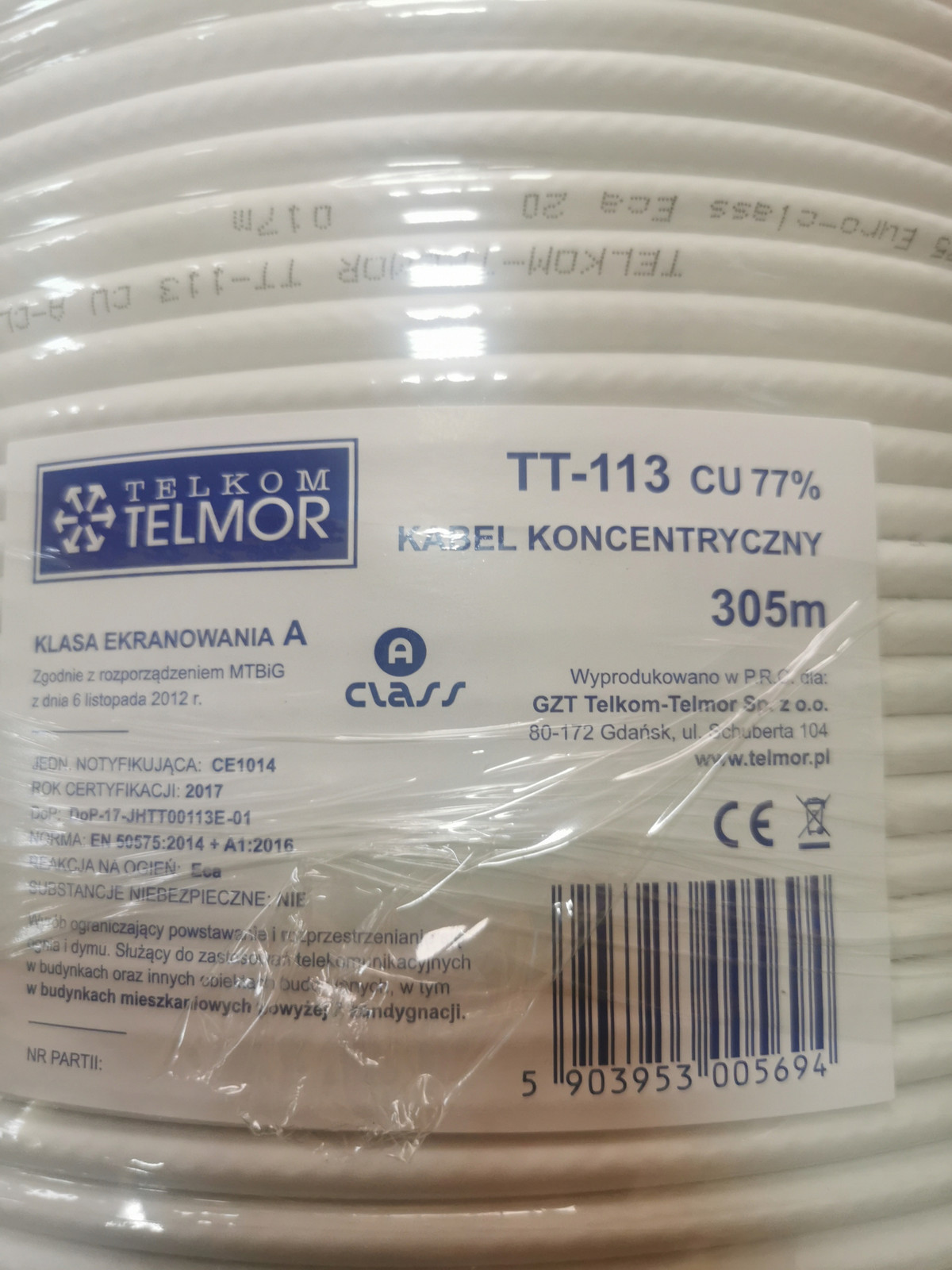 Anténní kabel Telmor TT-113-TRISHIELD Cu 305 m