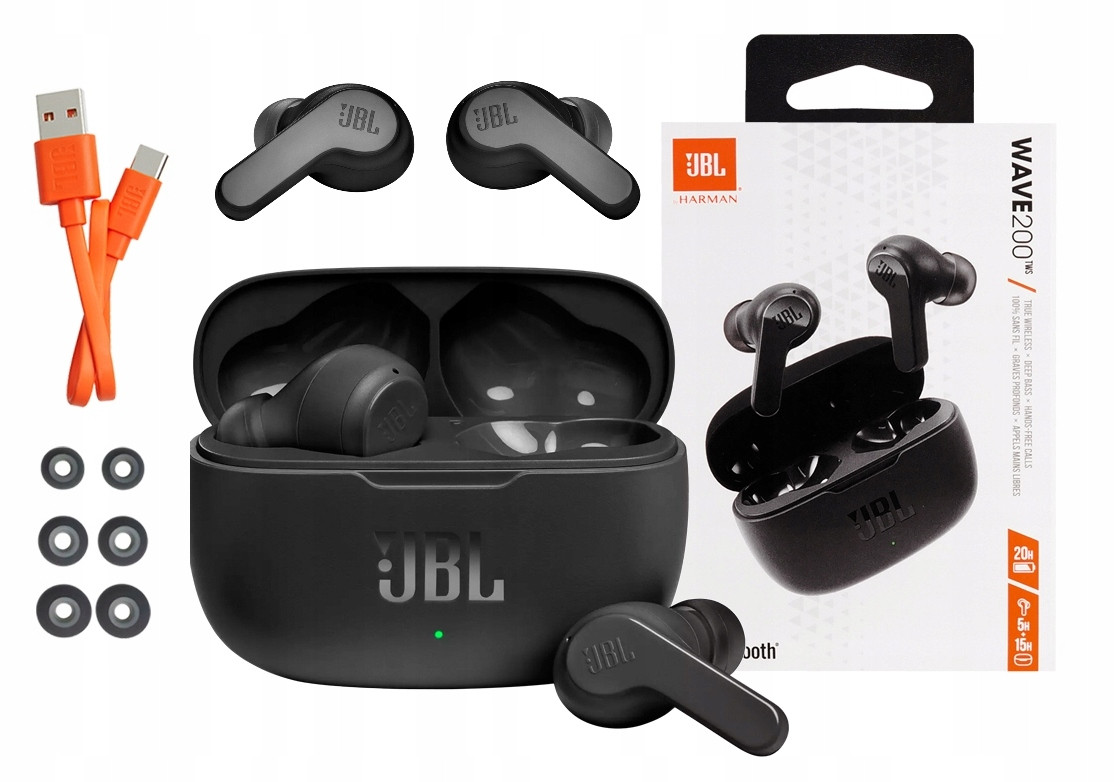 Bezdrátová Sluchátka Jbl Wave 200 Tws Černá Bass Bluetooth