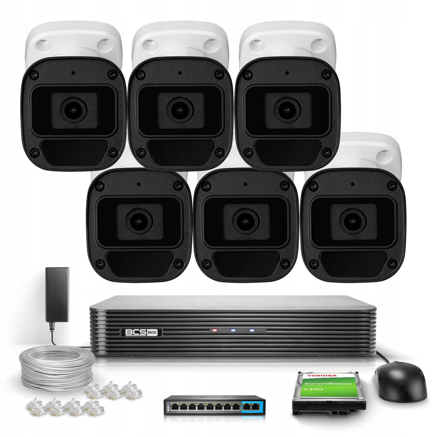 Ip monitorovací set Bcs Basic 2MPx 1TB 6x BCS-B-TIP12FR3(2.0) 2.8mm Ir 30m