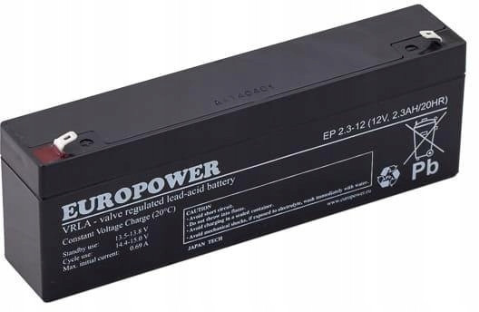 Akumulátor Agm Europower řady Ep 12V 2.3Ah (Životnost 6-9 let)