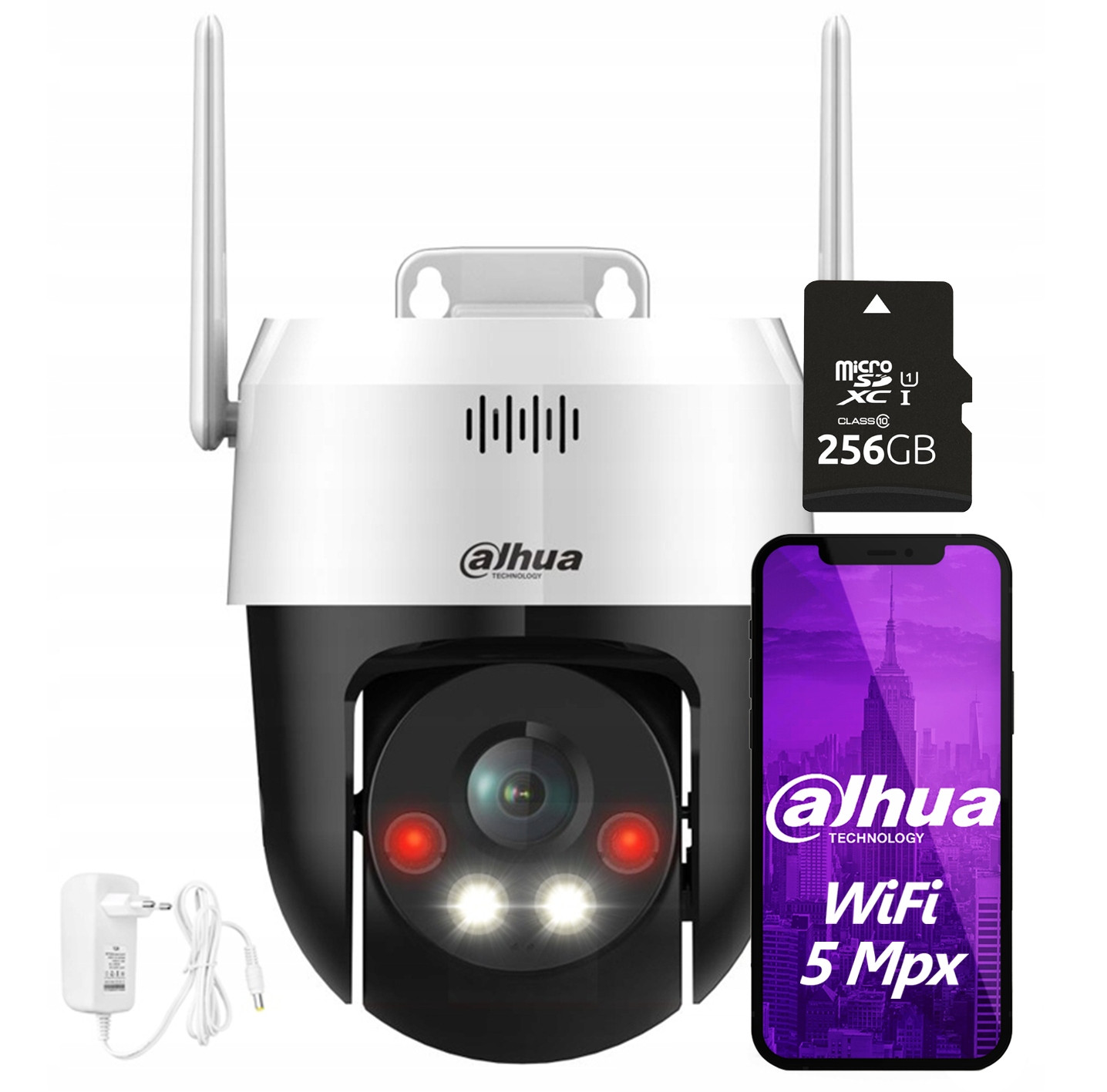 WiFi kamera Dahua 5Mpx Den/Noc Barva Audio Rotace 360° Detekce Sd 256GB