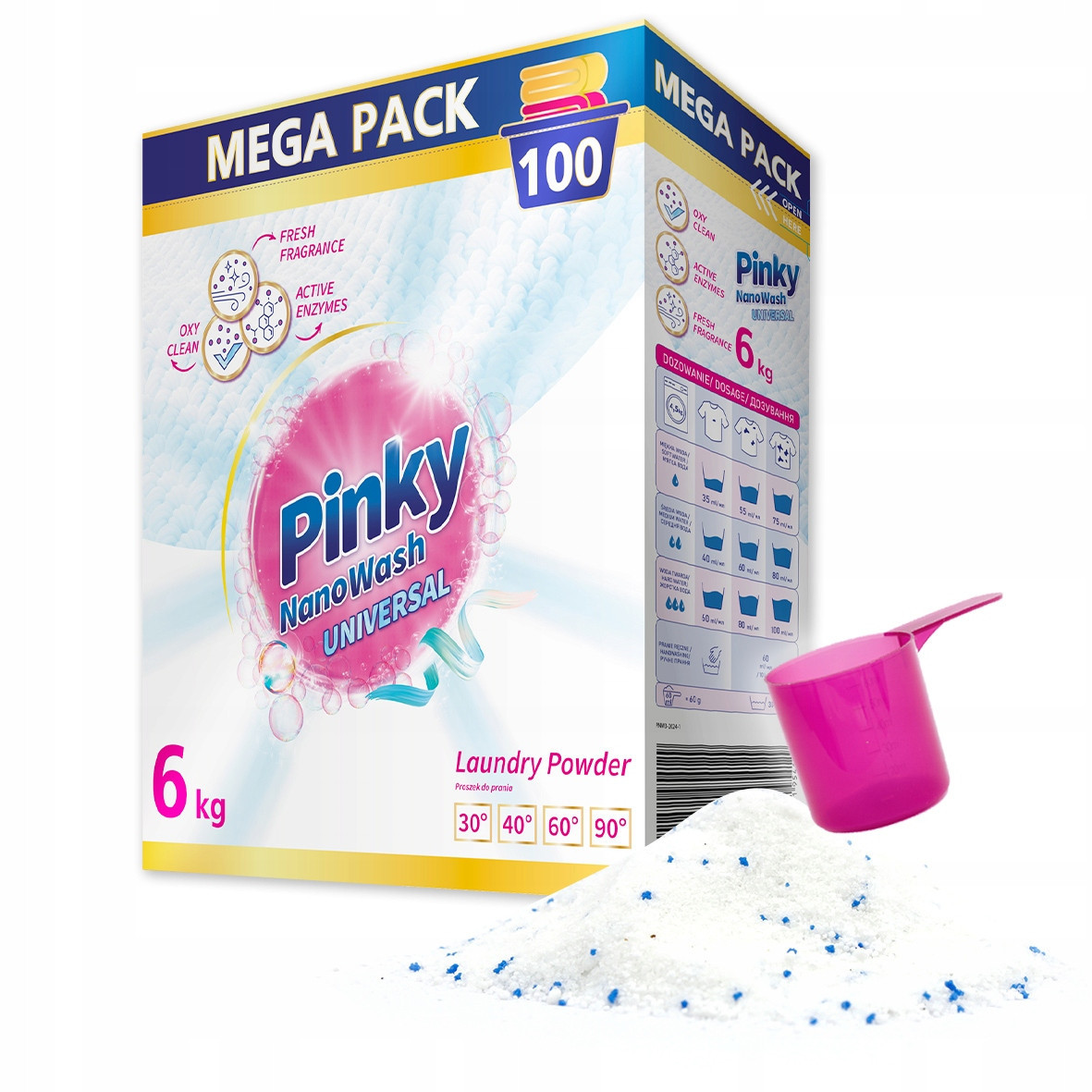 Pinky NanoWash Universal prací prášek univerzální 100 praní 6 kg