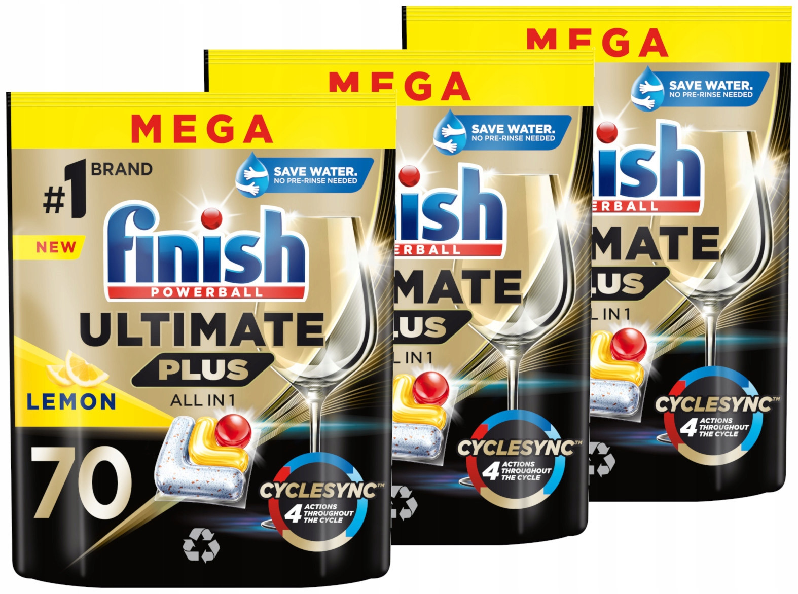 Sada Finish Ultimate Plus Kapsle do myčky lemon 3 x 70 kusů