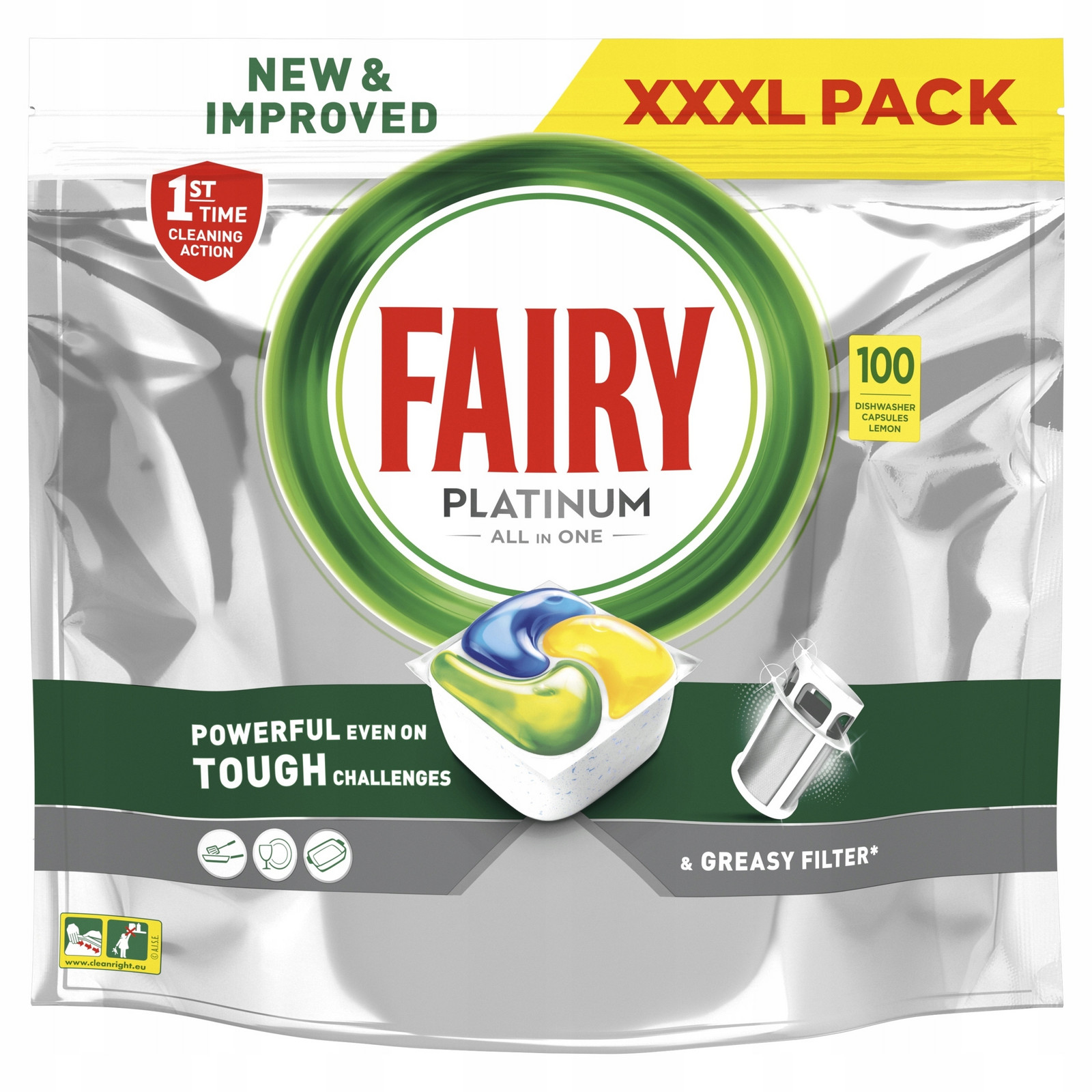 Kapsle Do Myčky Fairy Platinum Lemon 100 Ks Citronové Tablety