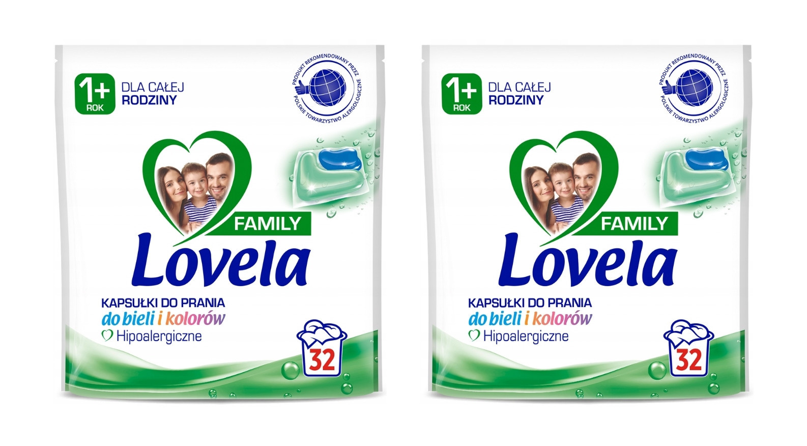 Lovela Family, Hypoalergenní univerzální prací kapsle, 2 x 32 kusů