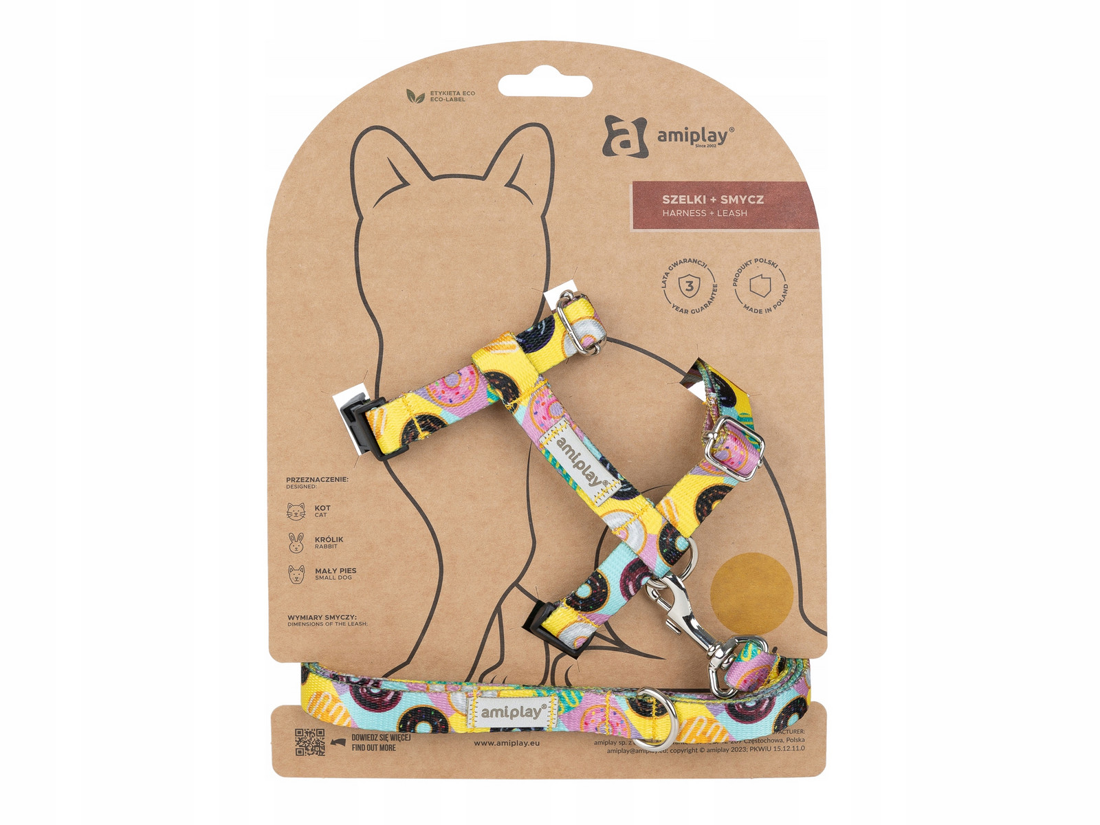 amiplay Postroj a vodítko pro kočky BeHappy vel. S Donut nastavitelné měkké lehké