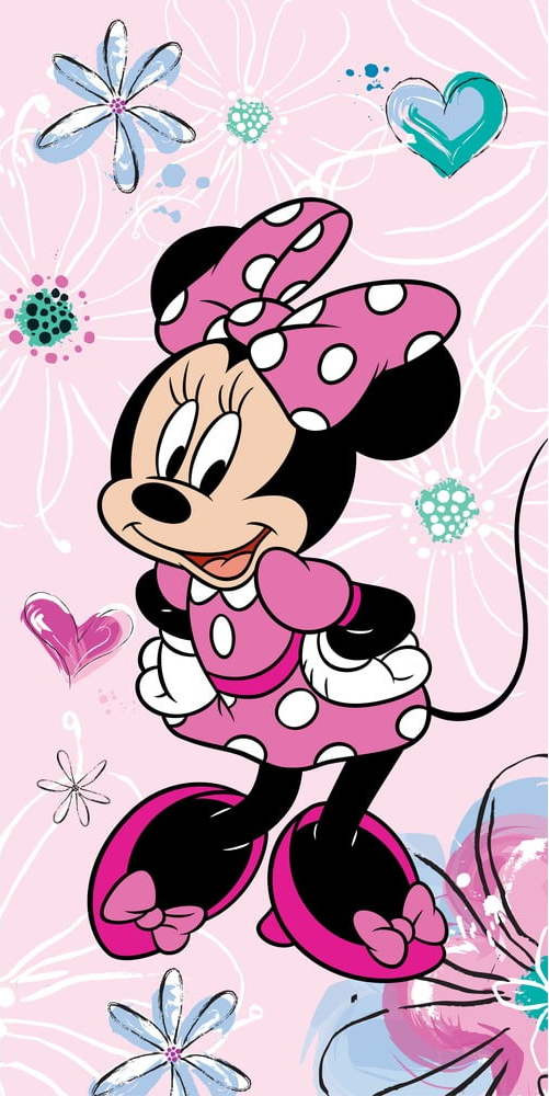 Růžová bavlněná dětská osuška 70x140 cm Minnie – Jerry Fabrics