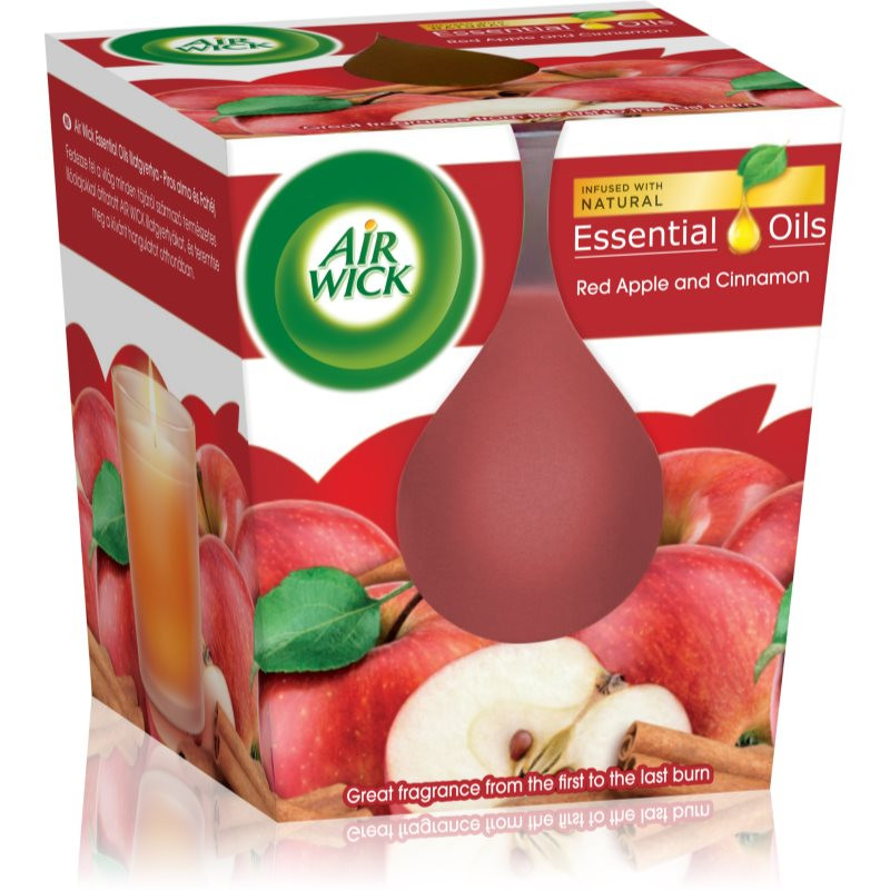 Air Wick Essential Oil Red Apple & Cinnamon vonná svíčka 105 g