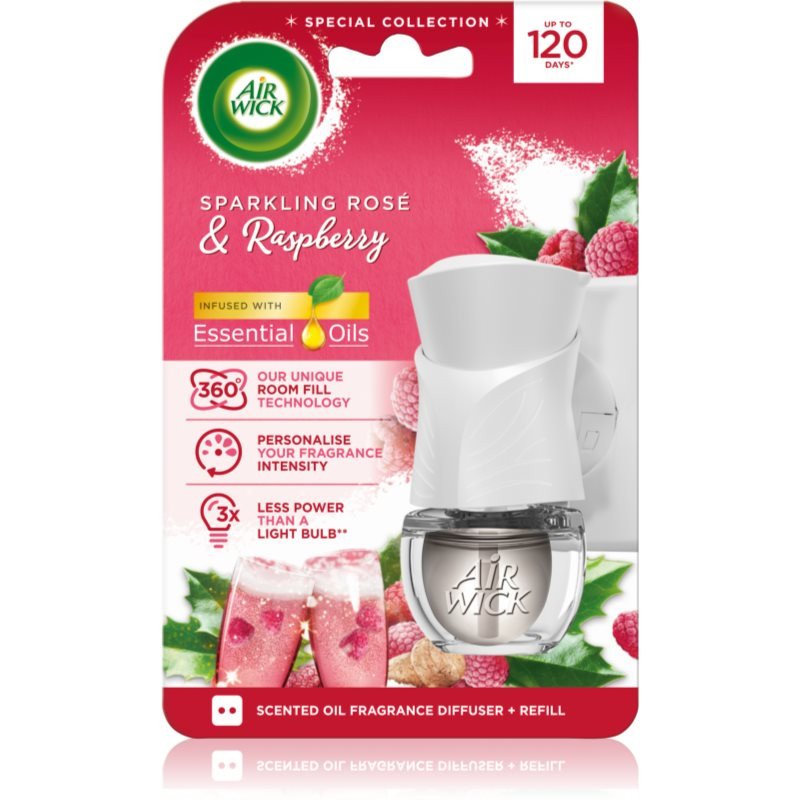 Air Wick Electric Sparkling Rose & Raspberry elektrický osvěžovač vzduchu s náplní 19 ml