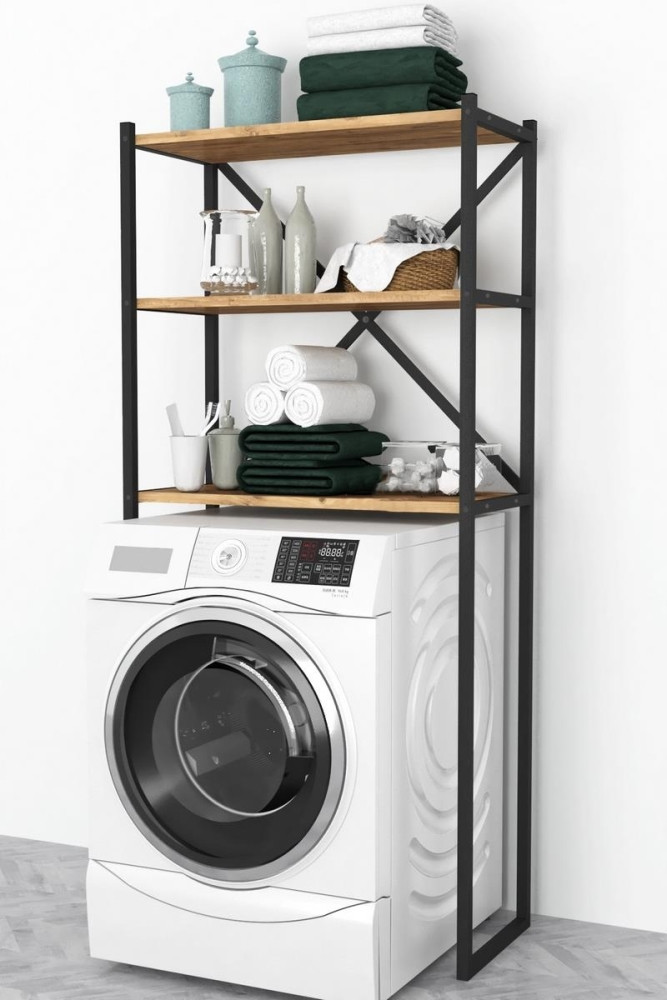 Regál nad pračku EKSPERT, borovice/černá