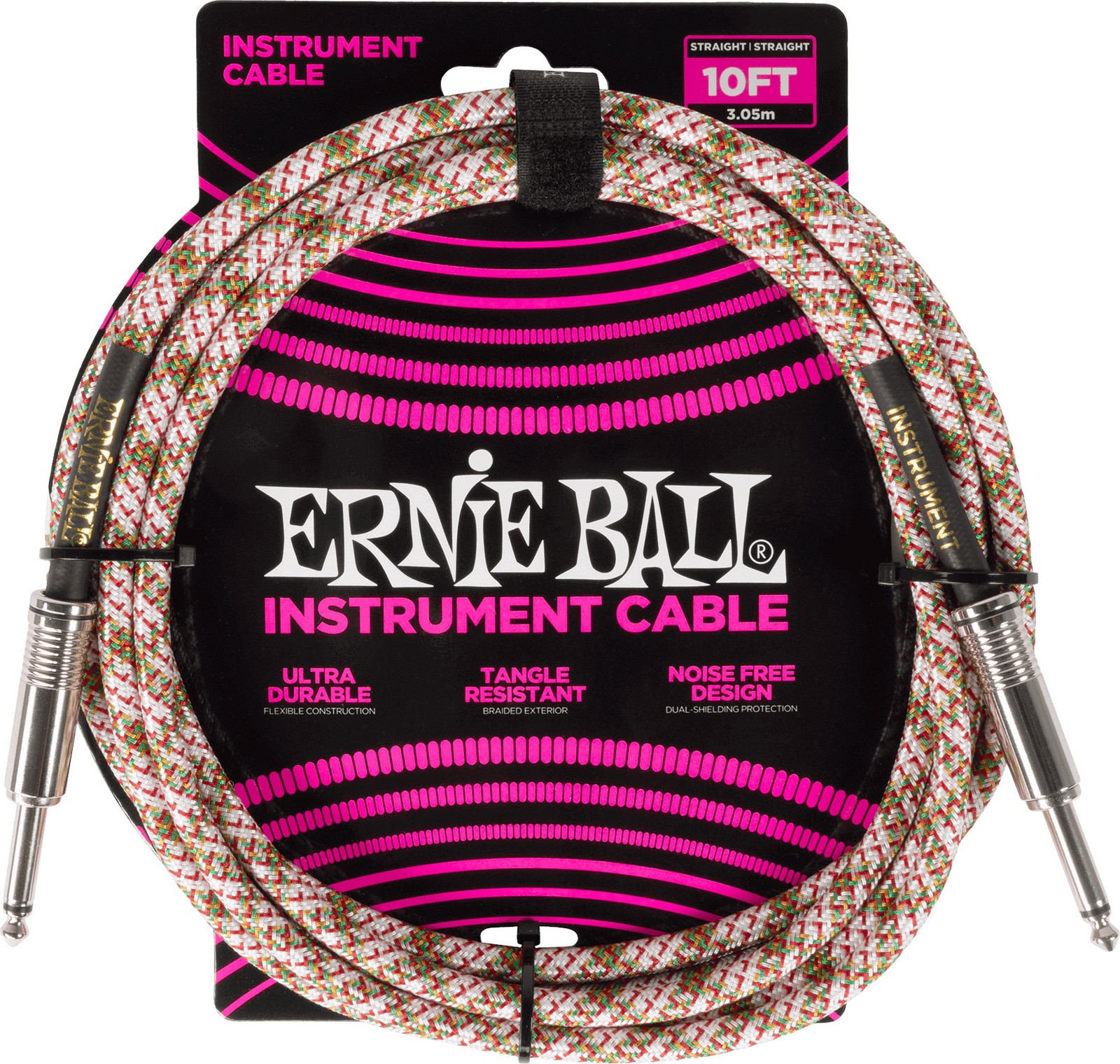 Ernie Ball Braided Instrument Cable Straight/Straight 10ft - Emerald A