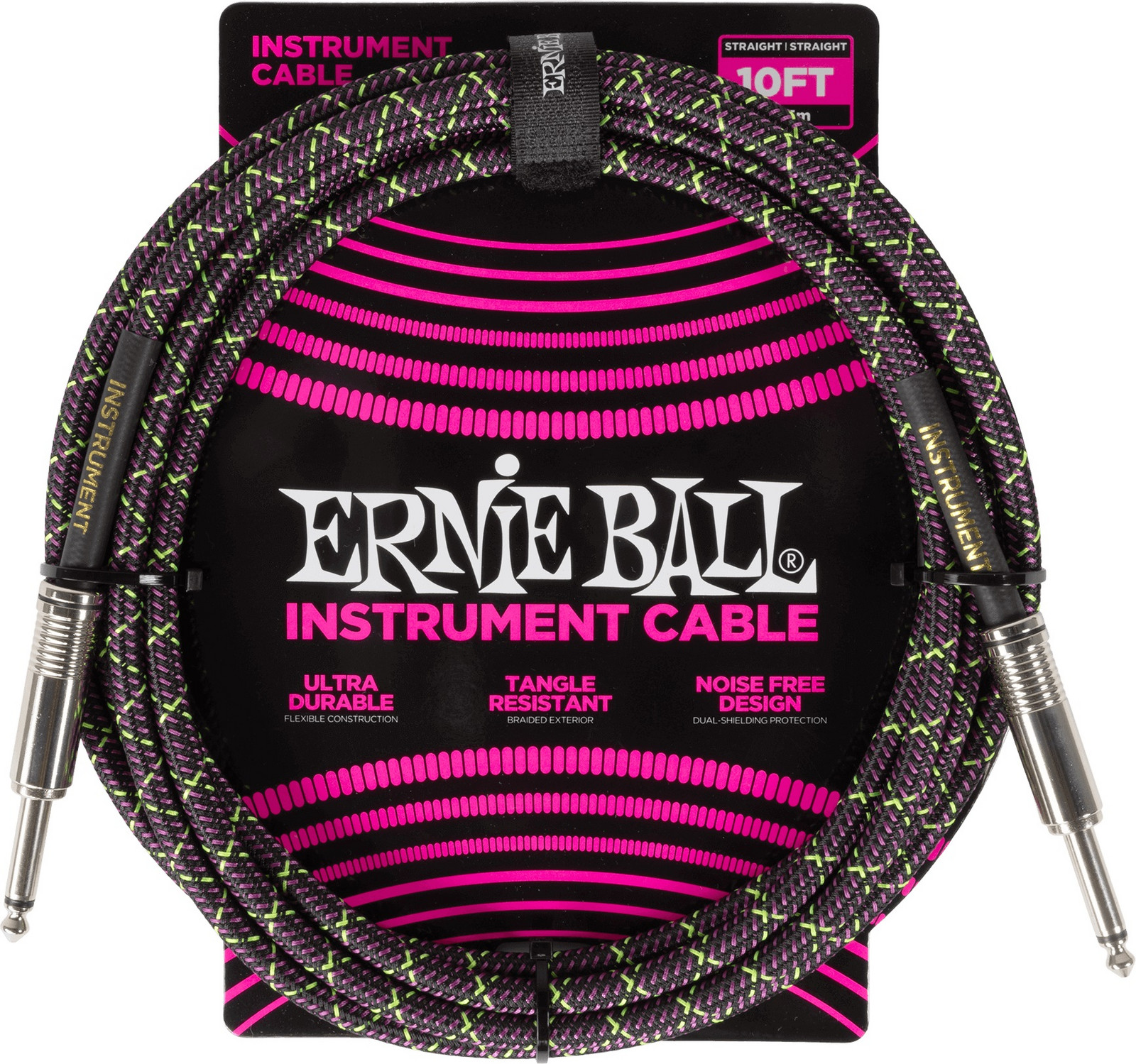 Ernie Ball Braided Instrument Cable Straight/Straight 10ft - Purple Py