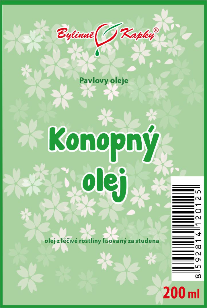 Konopný olej (olej z konopí) 200 ml - přírodní za studena lisovaný