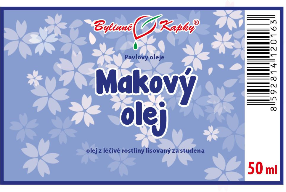 Makový olej (olej z máku) 50 ml - přírodní za studena lisovaný