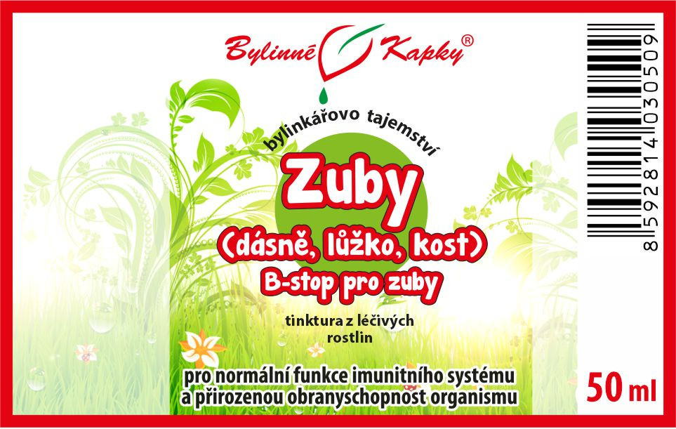 Zuby (dásně, lůžko, kost - B-stop pro zuby) - Bylinné kapky (tinktura) Bylinkářovo tajemství 50 ml