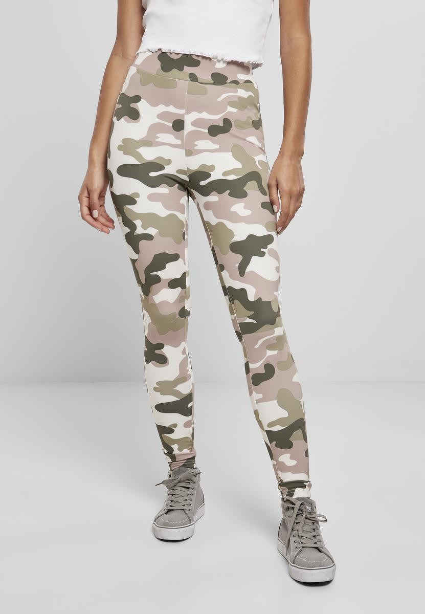 Dámské legíny s vysokým pasem Camo Tech maskáčová/růžová