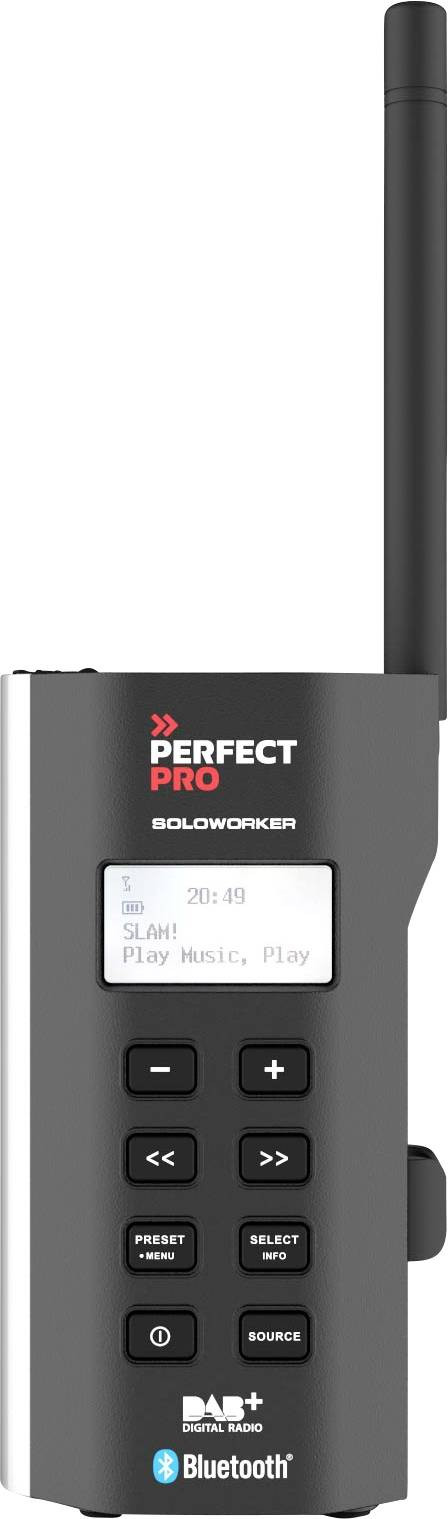 PerfectPro SOLOWORKER odolné rádio DAB plus , FM AUX, Bluetooth, DAB plus , FM nárazuvzdorné černá