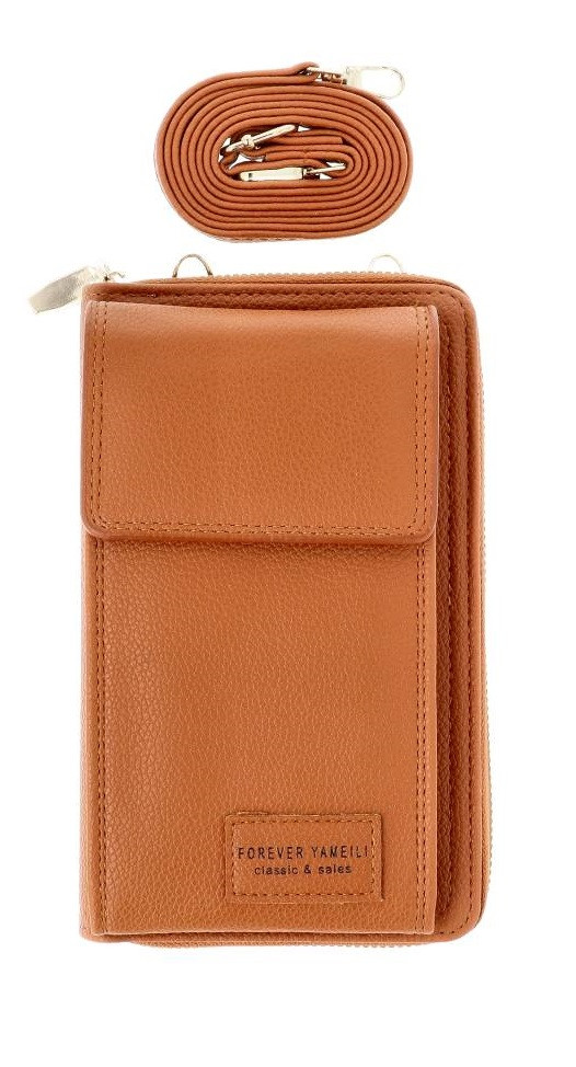 Kabelka TopQ Yameili na mobil s popruhem hnědá 129328