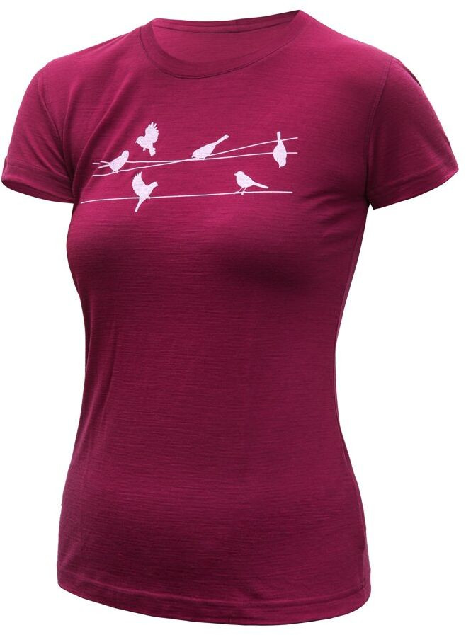 SENSOR MERINO ACTIVE SONGBIRDS dámské triko kr.rukáv lilla Velikost: M