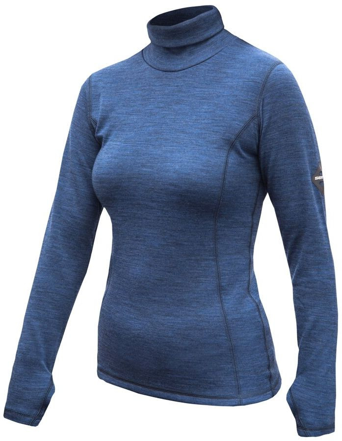 SENSOR MERINO BOLD dámské triko roll neck dl.rukáv cool blue Velikost: XXL