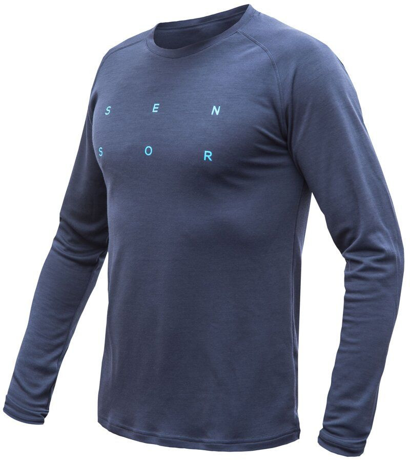 SENSOR MERINO BLEND TYPO pánské triko dl.rukáv deep blue Velikost: XL