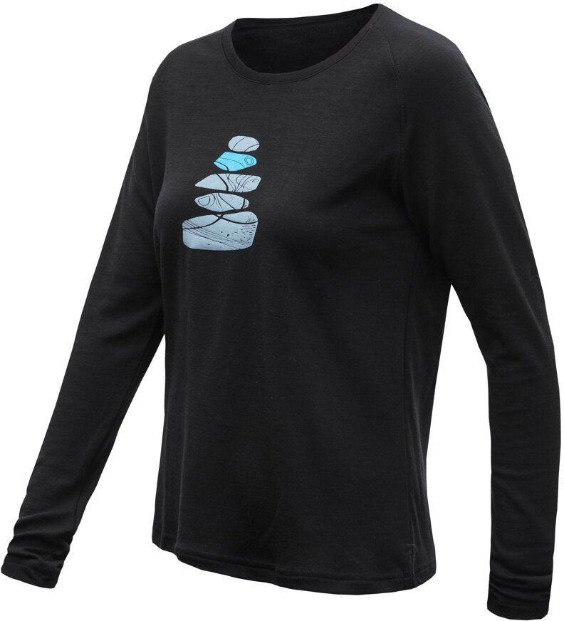 SENSOR MERINO BLEND STONE dámské triko dl.rukáv černá Velikost: S