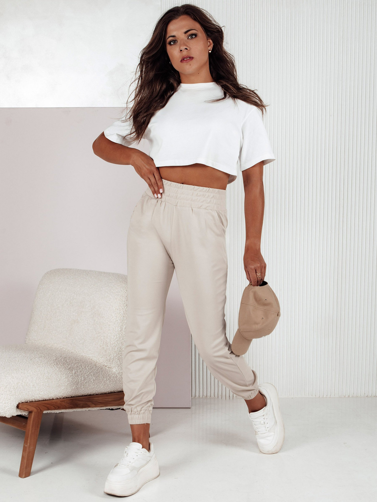 Dámské tepláky FASHIONCORE béžové Dstreet