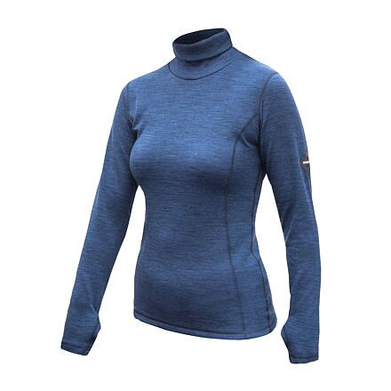 SENSOR MERINO BOLD dámské triko roll neck dl.rukáv cool blue velikost M
