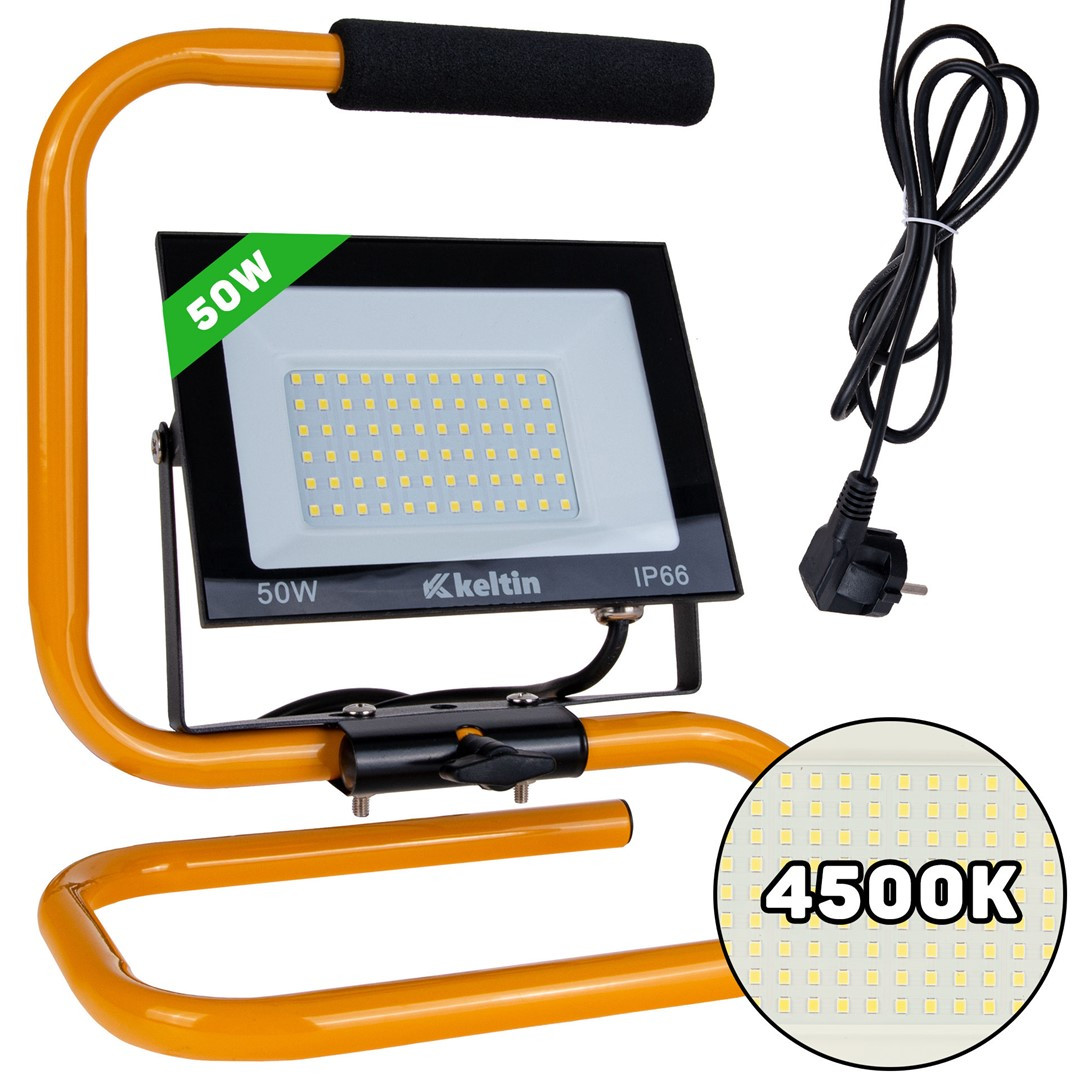Keltin Dílenská lampa LED SMD 50 W (4500 lm), na stojanu, přenosná, neutrální bílá (4500K), 230 V