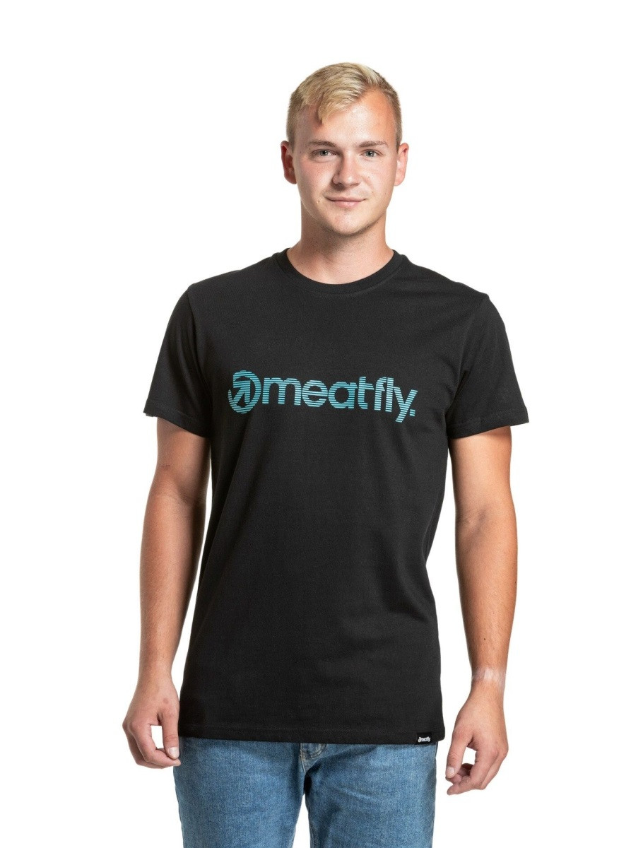 Pánské tričko meatfly striped logo černá m