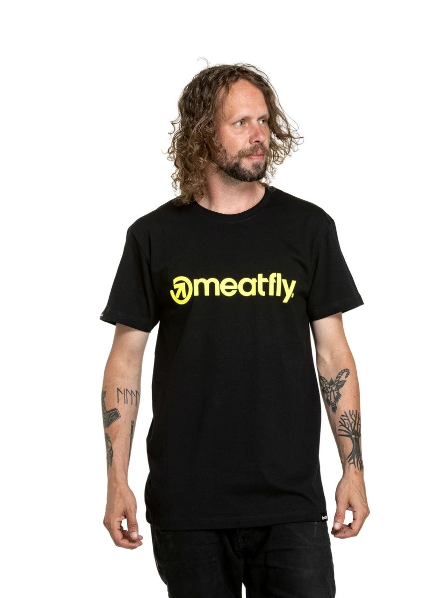 Pánské tričko meatfly joe černá/limetková m